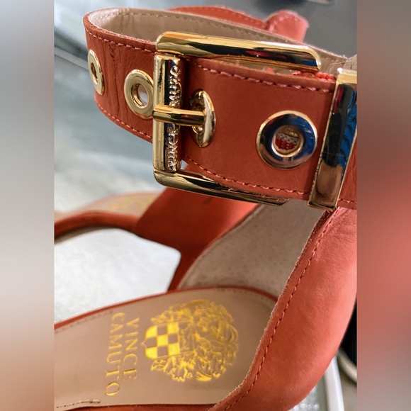 Sold🛑Vince Camuto~Calise Ankle Strap Heels Burnt Orange Gold Hardware, Size 7.5 - Picture 8 of 10